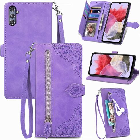 Compatible with Samsung Galaxy M34 5G Wallet Case with Wrist Strap Lanyard and Leather Flip Card Holder Stand Cell Accessories Phone Cover for Samsung Galaxy M34 5G Women Men Pink in Kuwait