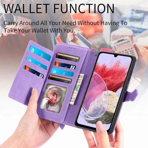 Compatible with Samsung Galaxy M34 5G Wallet Case with Wrist Strap Lanyard and Leather Flip Card Holder Stand Cell Accessories Phone Cover for Samsung Galaxy M34 5G Women Men Pink in Kuwait