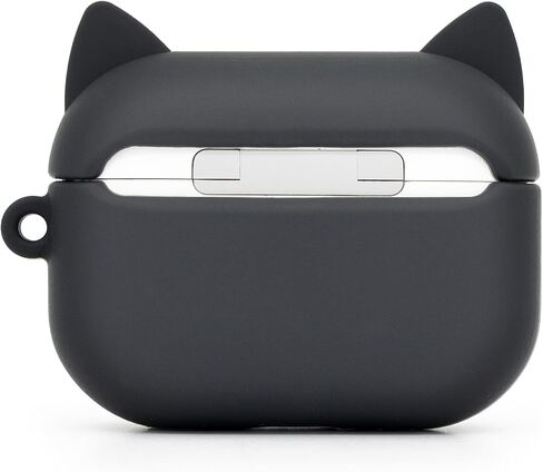 for AirPods 4 Case, Cute Black Whisker Cat AirPods 4th Generation (2024) Case Funny 3D Cartoon Animal Shockproof Soft Silicone Charging Case Cover with Carabiner for Kids Girls Women in Kuwait