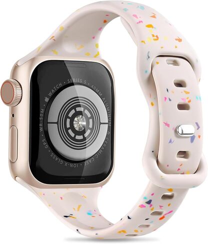Thin Sport Silicone Band for Apple Watch Bands for Women 40mm 41mm 38mm 42mm-S10, Slim Dressy Waterproof Recycled Plastic iWatch Bands for Apple Watch Series 10 Band 9 SE 8 7 6 5 4 3, Black in Saudi Arabia