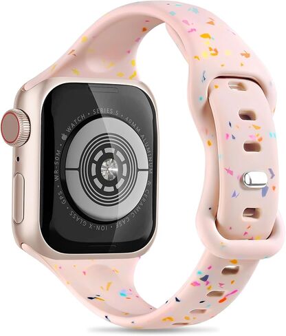 Thin Sport Silicone Band for Apple Watch Bands for Women 40mm 41mm 38mm 42mm-S10, Slim Dressy Waterproof Recycled Plastic iWatch Bands for Apple Watch Series 10 Band 9 SE 8 7 6 5 4 3, Black in Saudi Arabia