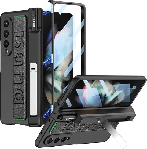DEMCERT for Samsung Galaxy Z Fold 5 Case with [Fold5 Edition S-Pen Holder] [Wrist Band], Luxury PC Magnetic Shockproof Cover with Screen Protector for Galaxy Z Fold 5 5G (Light Blue) in Saudi Arabia