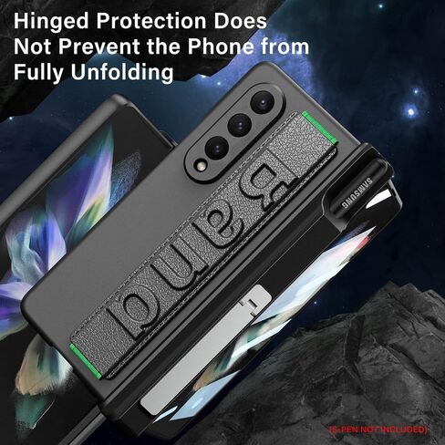 DEMCERT for Samsung Galaxy Z Fold 5 Case with [Fold5 Edition S-Pen Holder] [Wrist Band], Luxury PC Magnetic Shockproof Cover with Screen Protector for Galaxy Z Fold 5 5G (Light Blue) in Saudi Arabia