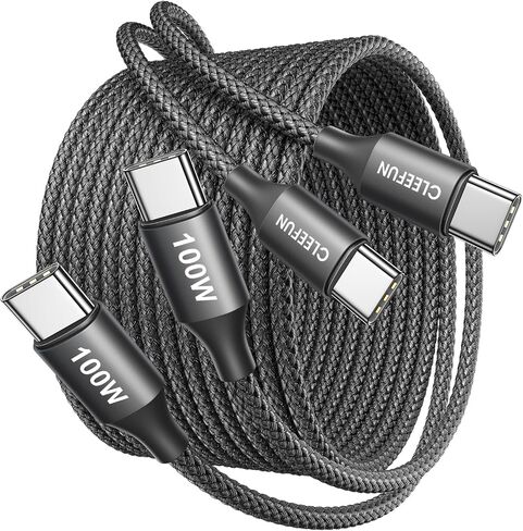 CLEEFUN USB C to USB C Cable 100W, [6.6ft 2-Pack] Type C Charger Cord Fast Charging USBC to USBC Charger Cable for iPhone 16 15 Pro Max Plus Samsung S24 S23 MacBook/iPad USB-C Laptops Switch Pixel in Saudi Arabia
