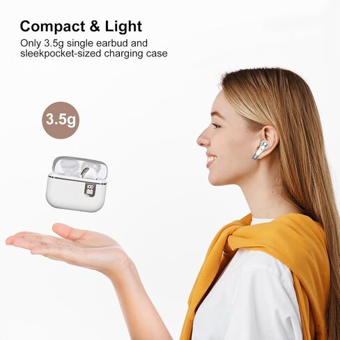 True Wireless Earbuds, Bluetooth Headphones with LED Display Charging Case, Light Weight Small in-Ear Earphones, 25H Playtime, IPX4 Waterproof Headphone for Smartphone Pad Laptop(Black) in Saudi Arabia