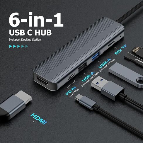 USB C Hub Ethernet HDMI Multiport Adapter for MacBook Pro/Air, iPad, Laptop Dock with 5Gbps USB A/C, 1Gbps RJ45 Gigabit Ethernet, 4K 30Hz HDMI, 100W Pass Through Charging in Saudi Arabia