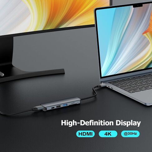 USB C Hub Ethernet HDMI Multiport Adapter for MacBook Pro/Air, iPad, Laptop Dock with 5Gbps USB A/C, 1Gbps RJ45 Gigabit Ethernet, 4K 30Hz HDMI, 100W Pass Through Charging in Saudi Arabia