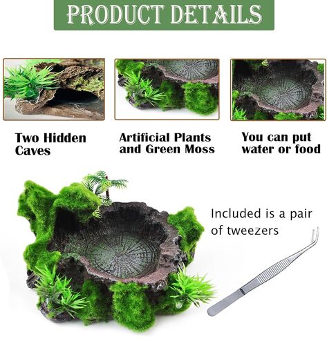 kathson Reptile Feeder Ledge,Reptiles Food Bowls and Water Dish Crested Gecko Feeder with Suction Cup Ledge Accessories Bowls for Gecko Lizard Chameleon Spider(with 2 Pcs cups) in Saudi Arabia