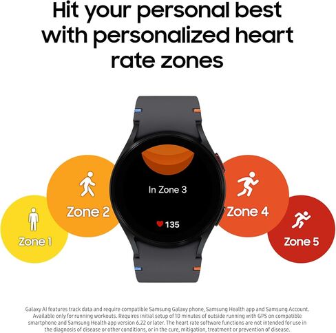 SAMSUNG Galaxy Watch FE 40mm Bluetooth AI Smartwatch w/Fitness Tracking, BIA Sensor, Personalized HR Zones, Heart Rate Tracker, Sleep Monitor, 2024, Black (Renewed) in Saudi Arabia