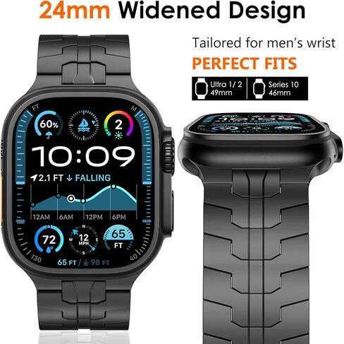 Wingle Metal Band for Apple Watch Band Ultra 2/Ultra Band 49mm Men ، Series 10 46mm ، 9/8/7 45mm ، SE/6/5/4 44mm ، 3/2/1 42 ​​مم ، فرق فولاذية مقاوم للصدأ مع حزام قابلة للطي Iwatch سوار الارتباط ، التيتانيوم in Kuwait