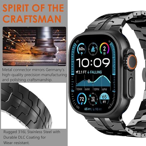 Wingle Metal Band for Apple Watch Band Ultra 2/Ultra Band 49mm Men ، Series 10 46mm ، 9/8/7 45mm ، SE/6/5/4 44mm ، 3/2/1 42 ​​مم ، فرق فولاذية مقاوم للصدأ مع حزام قابلة للطي Iwatch سوار الارتباط ، التيتانيوم in Kuwait