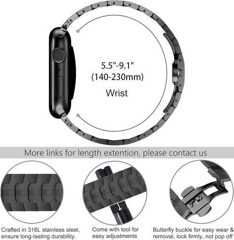 Wingle Metal Band for Apple Watch Band Ultra 2/Ultra Band 49mm Men ، Series 10 46mm ، 9/8/7 45mm ، SE/6/5/4 44mm ، 3/2/1 42 ​​مم ، فرق فولاذية مقاوم للصدأ مع حزام قابلة للطي Iwatch سوار الارتباط ، التيتانيوم in Kuwait