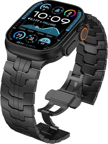 Wingle Metal Band for Apple Watch Band Ultra 2/Ultra Band 49mm Men ، Series 10 46mm ، 9/8/7 45mm ، SE/6/5/4 44mm ، 3/2/1 42 ​​مم ، فرق فولاذية مقاوم للصدأ مع حزام قابلة للطي Iwatch سوار الارتباط ، التيتانيوم in Kuwait