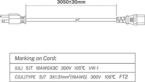 FIRMERST 10 Feet 16AWG 3 Prong Power Cord Replacement for Computer, TV, Monitors in Saudi Arabia