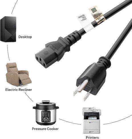 FIRMERST 10 Feet 16AWG 3 Prong Power Cord Replacement for Computer, TV, Monitors in Saudi Arabia