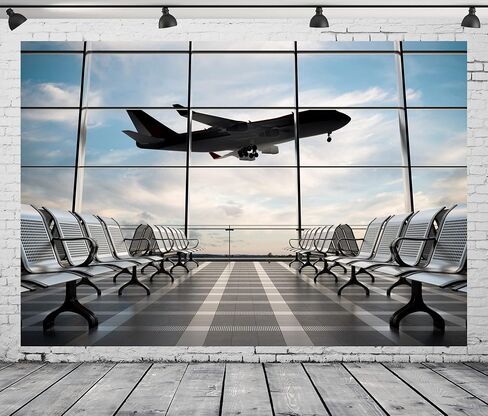 7x5ft Durable Airport Backdrop Fabric No Wrinkles Airplane Photography Backdrop Airport Terminal Window Background Pilot Party Travel Plane Theme Birthday Party Decorations Photo Shoot Props in Saudi Arabia