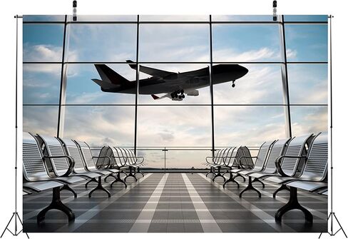 7x5ft Durable Airport Backdrop Fabric No Wrinkles Airplane Photography Backdrop Airport Terminal Window Background Pilot Party Travel Plane Theme Birthday Party Decorations Photo Shoot Props in Saudi Arabia