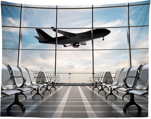 7x5ft Durable Airport Backdrop Fabric No Wrinkles Airplane Photography Backdrop Airport Terminal Window Background Pilot Party Travel Plane Theme Birthday Party Decorations Photo Shoot Props in Saudi Arabia