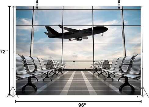 7x5ft Durable Airport Backdrop Fabric No Wrinkles Airplane Photography Backdrop Airport Terminal Window Background Pilot Party Travel Plane Theme Birthday Party Decorations Photo Shoot Props in Saudi Arabia