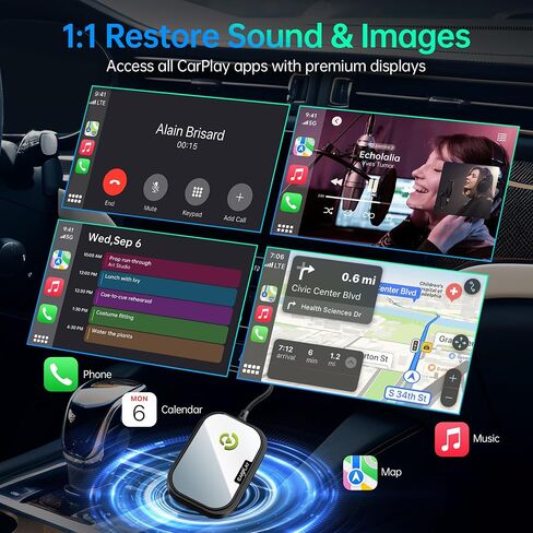 Wireless CarPlay Adapter for Apple iPhone, Converts Factory Wired CarPlay to Wireless CarPlay 2024 Upgrade Plug & Play Auto Connect Fast Easy Use for Cars from 2017 & iPhone iOS Charcoal in Saudi Arabia