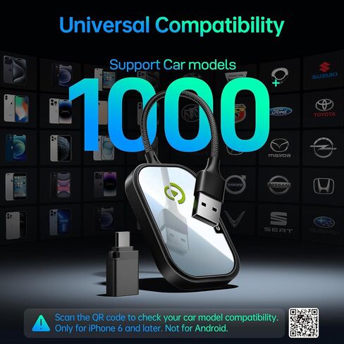 Wireless CarPlay Adapter for Apple iPhone, Converts Factory Wired CarPlay to Wireless CarPlay 2024 Upgrade Plug & Play Auto Connect Fast Easy Use for Cars from 2017 & iPhone iOS Charcoal in Saudi Arabia