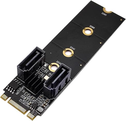 Sintech M.2 NGFF Key A+E إلى Dual SATA 3.0 Ports محول تمديد بطاقة شرائح JMB582 (تناسب فقط منفذ A-Key أو E-Key WiFi) in Kuwait