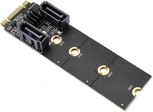 Sintech M.2 NGFF Key A+E إلى Dual SATA 3.0 Ports محول تمديد بطاقة شرائح JMB582 (تناسب فقط منفذ A-Key أو E-Key WiFi) in Kuwait