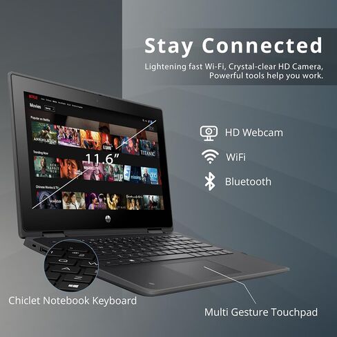 HP Newest 11.6" HD Laptop, Windows 11, Intel Celeron Quad-Core Processor Up to 2.60GHz, 4GB RAM, 64GB SSD, Webcam, Dale White (Renewed) in Saudi Arabia