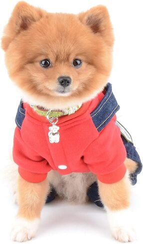 SELMAI Dog Outfits for Small Dogs Boy Girl Spring Shirts Denim Bib Pants 2 Pockets Jumpsuits One Piece Apparel for Cats Puppies Chihuahua Clothes Adorable Overall for Medium Pet 4 legs Autumn Yellow S in Saudi Arabia