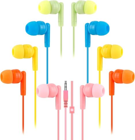 Bulk Earbuds 60 Pack for School Classroom Kids Wholeslae Wired Earphones Class Set for Students Children Toddler Teens Boys Girls and Adult 3.5mm Jack (6 Mixed Colors) in Saudi Arabia