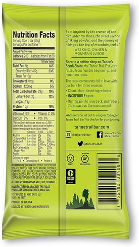 Tahoe Trail Bar, Plant-Based Natural Energy Bar (1.94 Ounce Protein Bar, 12 Count) High Protein Non-GMO, Gluten-Free, Vegan Healthy Snacks - Mango Coconut in Saudi Arabia