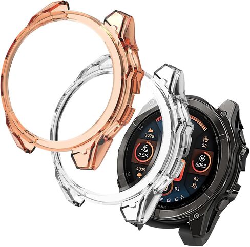 2 Pack Case for Garmin Fenix 8 51MM Smartwatch Cover,All-Round Protection,Shockproof,BOVUGAC Transparency TPU Protective Case Cover for Garmin Fenix 8 51MM Smart Watch Accessories - Clear+Blue in Saudi Arabia