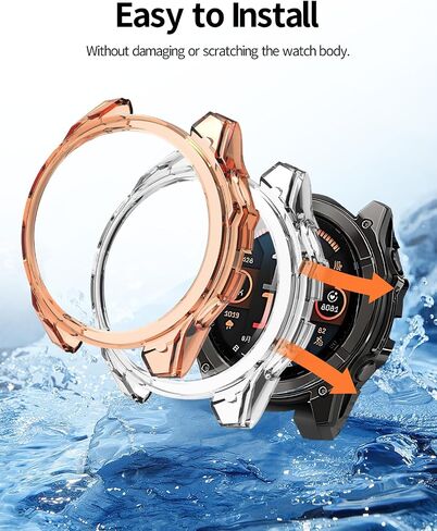 2 Pack Case for Garmin Fenix 8 51MM Smartwatch Cover,All-Round Protection,Shockproof,BOVUGAC Transparency TPU Protective Case Cover for Garmin Fenix 8 51MM Smart Watch Accessories - Clear+Blue in Saudi Arabia