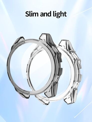 2 Pack Case for Garmin Fenix 8 51MM Smartwatch Cover,All-Round Protection,Shockproof,BOVUGAC Transparency TPU Protective Case Cover for Garmin Fenix 8 51MM Smart Watch Accessories - Clear+Blue in Saudi Arabia