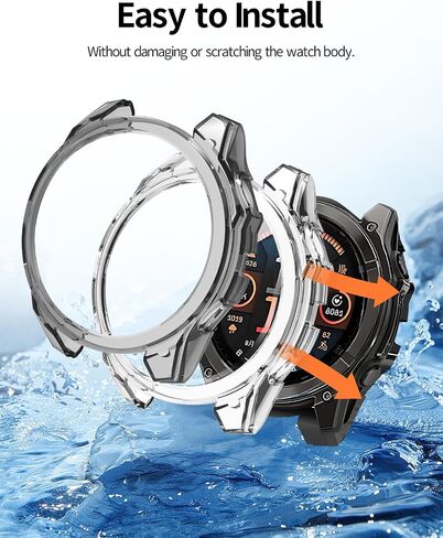 2 Pack Case for Garmin Fenix 8 51MM Smartwatch Cover,All-Round Protection,Shockproof,BOVUGAC Transparency TPU Protective Case Cover for Garmin Fenix 8 51MM Smart Watch Accessories - Clear+Blue in Saudi Arabia