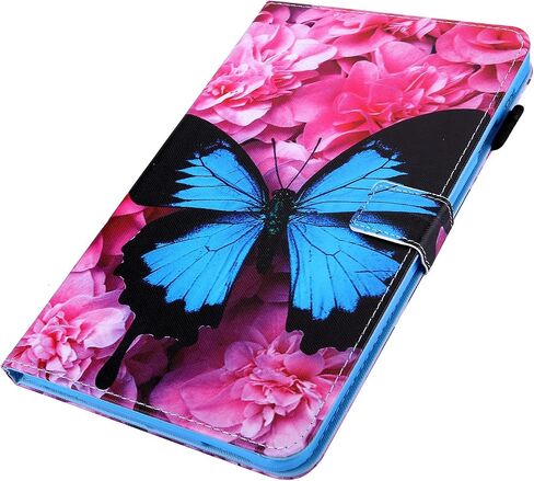 All-New Amazon Kindle Fire 7 Case (الجيل التاسع/السابع/الخامس ، 2019/2017/2015) ، غطاء جلدي بمنف ذكي مع حامل قلم رصاص جيب البطاقة [نوم/استيقاظ تلقائي] ، زهرة الفراشة الحمراء in Kuwait