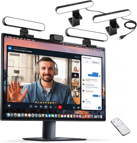 yAyusi Dual-lamp Video Conference Lighting, LED Streaming Light with Remote and Touch Control, Zoom Lighting for Computer,Webcam Monitor Laptop Ring Light for Video Calls/Zoom Meetings/Video Recording in Saudi Arabia