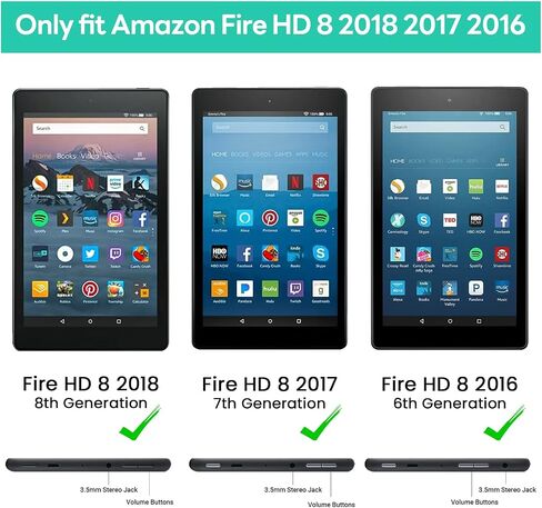 Kids Case for Fire HD 8 8th 7th 6th Generation 2018 2017 2016 Release, Lightweight Shockproof Handle Stand Kids Case Cover for HD 8 8th 7th 6th,Blue in Saudi Arabia