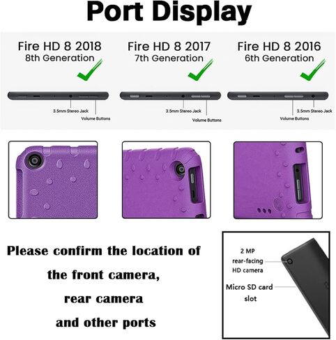 قضية Kids for Fire HD 8 8th 6th Generation 2018 2018 2016 الإصدار ، غطاء مقبض مقبض صدم خفيف الوزن لـ HD 8 8th 6th ، Blue in Kuwait