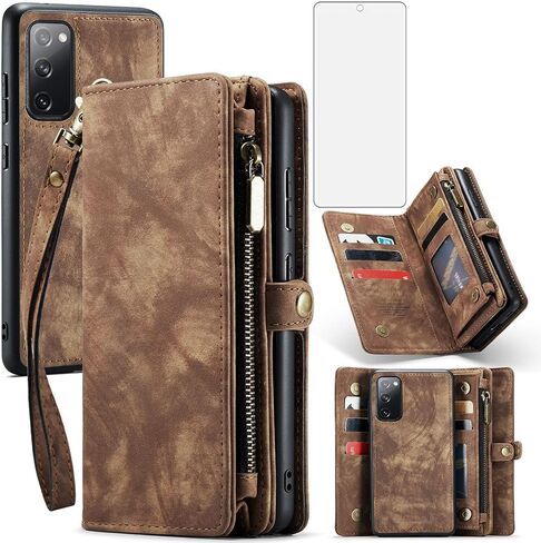 Asuwish Phone Case for Samsung Galaxy S20 FE Gaxaly S 20 FE 5G UW 6.5 inch Zipper Wallet Cover with Tempered Screen Protector and Flip Card Holder Cell Glaxay S20FE5G S20FE 20S Fan Edition 4G G5 Red in Saudi Arabia