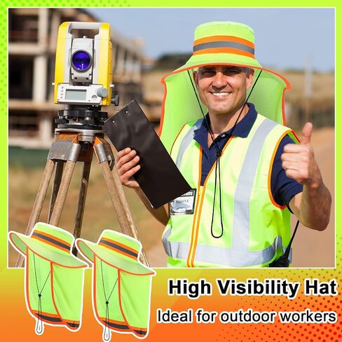 jexine 10 pcs عالية الوضوح قبعة عاكسة مع رفرف الرقبة قبعة شمس السلامة للرجال دلو قبعة boonie القبعات الجزء الأكبر in Kuwait