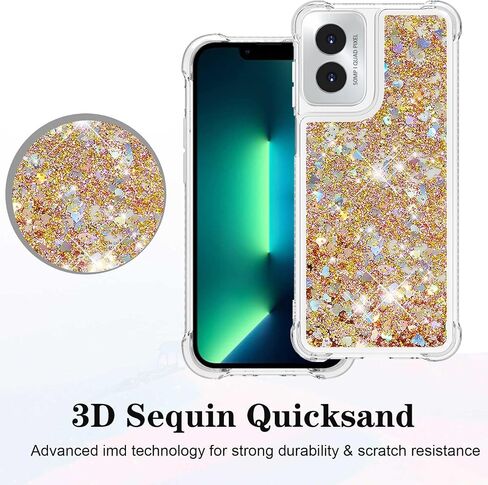 for Moto G Play 2024 Case with Screen Protector, Cute Women Girls Glitter Bling Liquid Floating Phone Case Slim TPU Soft Silicone Shockproof Girly Cover for Motorola G Play 2024 -Pink Purple in Saudi Arabia