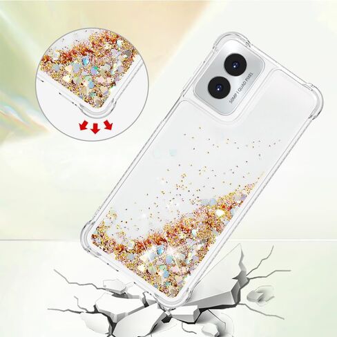 for Moto G Play 2024 Case with Screen Protector, Cute Women Girls Glitter Bling Liquid Floating Phone Case Slim TPU Soft Silicone Shockproof Girly Cover for Motorola G Play 2024 -Pink Purple in Saudi Arabia