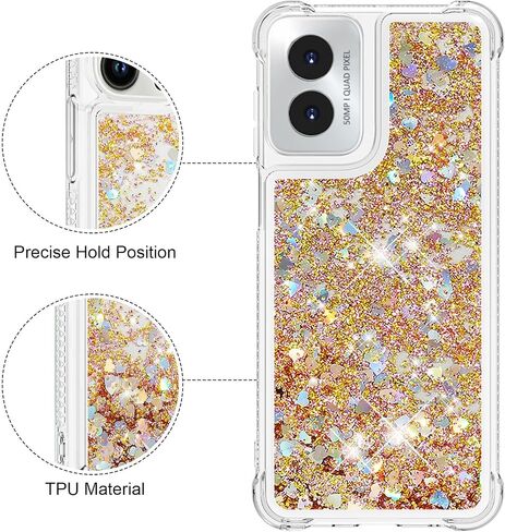 for Moto G Play 2024 Case with Screen Protector, Cute Women Girls Glitter Bling Liquid Floating Phone Case Slim TPU Soft Silicone Shockproof Girly Cover for Motorola G Play 2024 -Pink Purple in Saudi Arabia