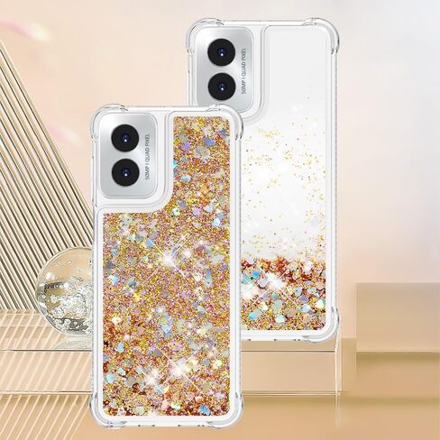 for Moto G Play 2024 Case with Screen Protector, Cute Women Girls Glitter Bling Liquid Floating Phone Case Slim TPU Soft Silicone Shockproof Girly Cover for Motorola G Play 2024 -Pink Purple in Saudi Arabia