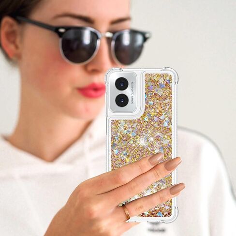 for Moto G Play 2024 Case with Screen Protector, Cute Women Girls Glitter Bling Liquid Floating Phone Case Slim TPU Soft Silicone Shockproof Girly Cover for Motorola G Play 2024 -Pink Purple in Saudi Arabia