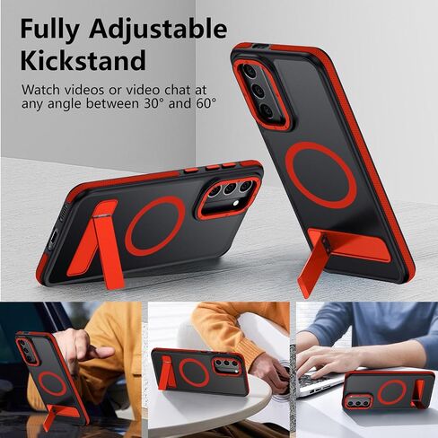 for Samsung Galaxy S21 Case, [Compatible with MagSafe], Adjustable Kickstand,Military Grade Drop Tested, Translucent Matte Phone Case for Galaxy S21 Case (Black) in Saudi Arabia