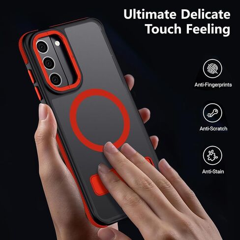for Samsung Galaxy S21 Case, [Compatible with MagSafe], Adjustable Kickstand,Military Grade Drop Tested, Translucent Matte Phone Case for Galaxy S21 Case (Black) in Saudi Arabia