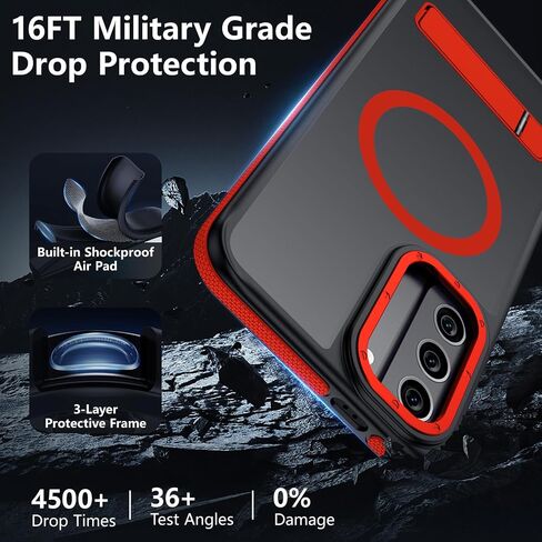 for Samsung Galaxy S21 Case, [Compatible with MagSafe], Adjustable Kickstand,Military Grade Drop Tested, Translucent Matte Phone Case for Galaxy S21 Case (Black) in Saudi Arabia