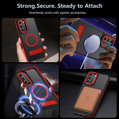 for Samsung Galaxy S21 Case, [Compatible with MagSafe], Adjustable Kickstand,Military Grade Drop Tested, Translucent Matte Phone Case for Galaxy S21 Case (Black) in Saudi Arabia